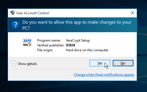 VeraCrypt UAC