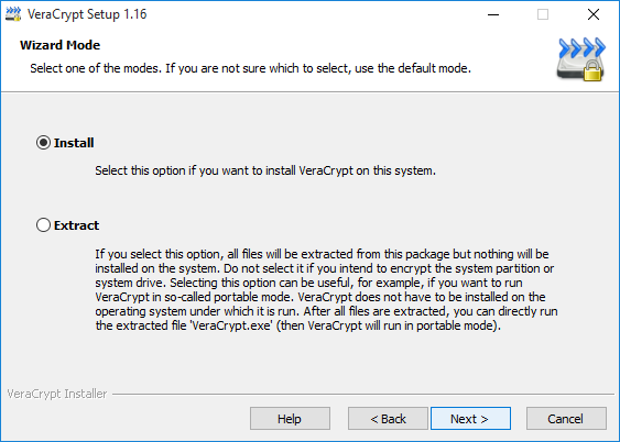 VeraCrypt's install mode