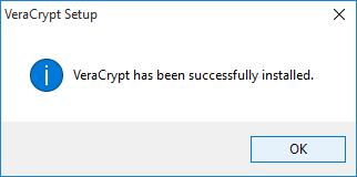 VeraCrypt installation complete