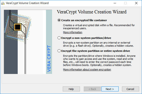 VeraCrypt's volume creation wizard