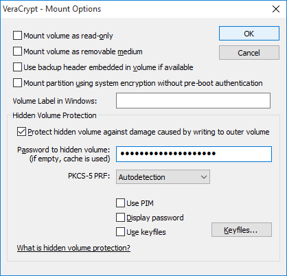 VeraCrypt's Enter Password screen